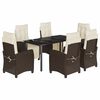 vidaXL Ensemble &agrave; manger de jardin et coussins 7 pcs marron rotin