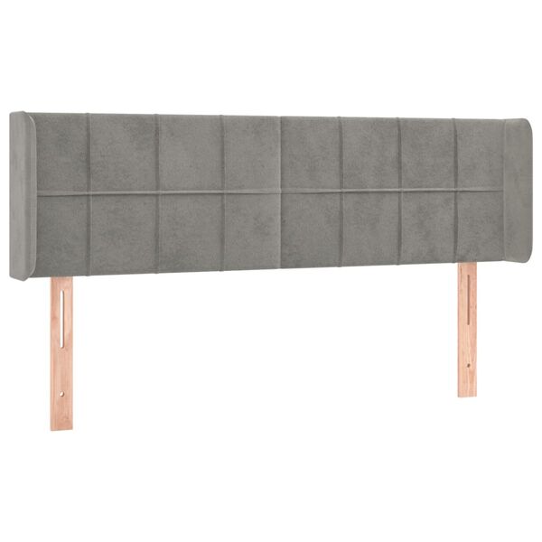 vidaXL T&ecirc;te de lit avec oreilles Gris clair 147x16x78/88 cm Velours