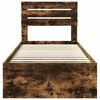 vidaXL Cadre de lit avec t&ecirc;te de lit Ch&ecirc;ne fum&eacute; 90 x 190 cm Pin massif