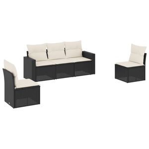 vidaXL Salon de jardin 5 pcs avec coussins noir r&eacute;sine tress&eacute;e