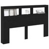 vidaXL Armoire t&ecirc;te de lit avec LED ch&ecirc;ne noir 160x17x102 cm