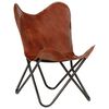 vidaXL Chaise papillon Marron Taille pour enfants Cuir v&eacute;ritable