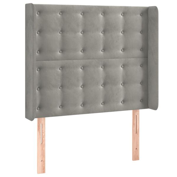 vidaXL T&ecirc;te de lit avec oreilles Gris clair 93x16x118/128 cm Velours