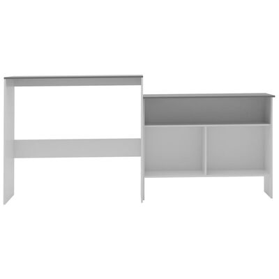 vidaXL Table de bar avec 2 dessus de table Blanc et gris 130x40x120 cm