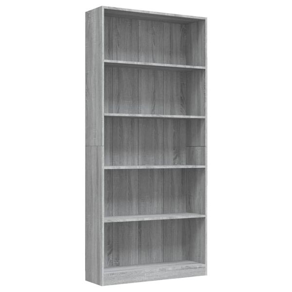 vidaXL Biblioth&egrave;que 5 niveaux Sonoma gris 80x24x175 cm