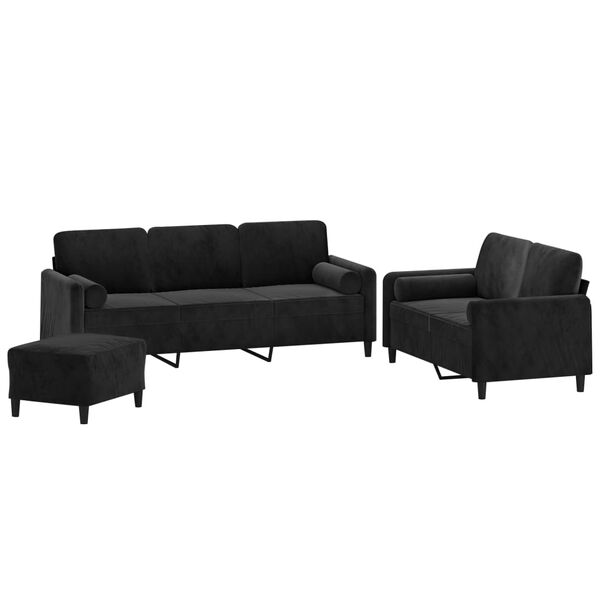 vidaXL Ensemble de canap&eacute;s 3 pcs coussins d&eacute;coratifs et coussins Noir