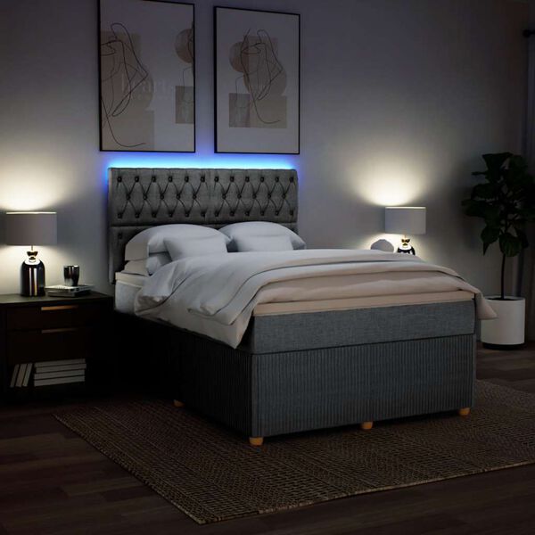 vidaXL Sommier &agrave; lattes de lit avec matelas Gris clair 140x200cm Tissu