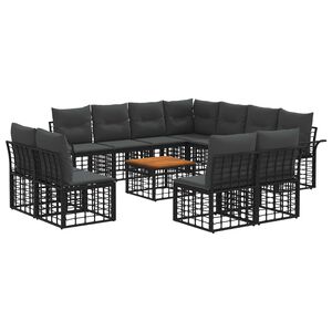 vidaXL Ensemble de canap&eacute;s d'ext&eacute;rieur 12 pcs Noir et Gris fonc&eacute;