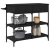 vidaXL Chariot de cuisine noir 105x42x95 cm bois d'ing&eacute;nierie