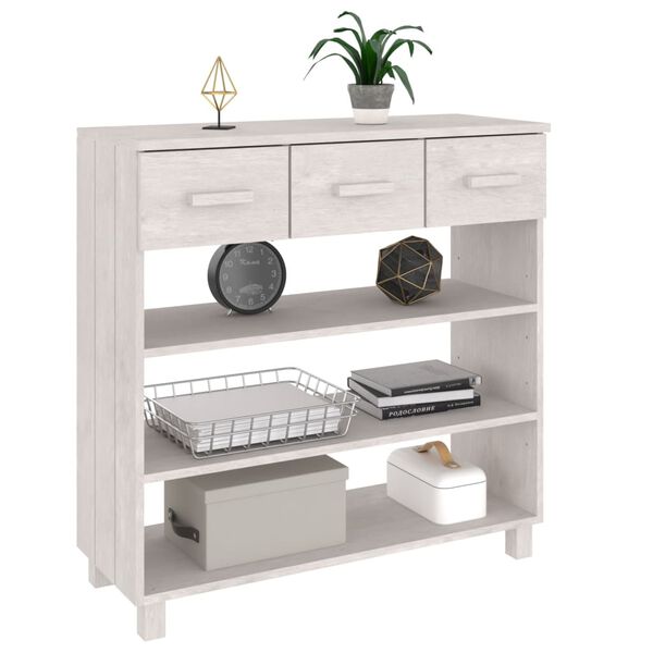 vidaXL Table console HAMAR Blanc 90x35x90 cm Bois massif de pin