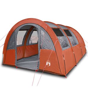 vidaXL Tente de camping tunnel 4 personnes gris et orange imperm&eacute;able