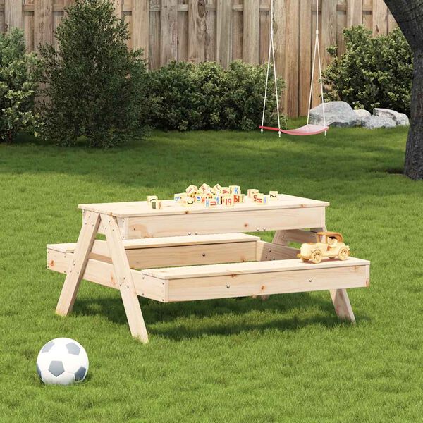 vidaXL Table de pique-nique avec bac &agrave; sable pour enfants pin massif