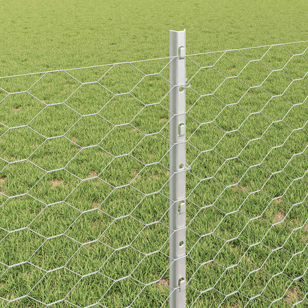 vidaXL Cl&ocirc;ture avec poteau Argent&eacute; 0,8 x 10 m Acier