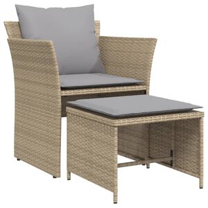 vidaXL Chaise de jardin avec tabouret beige r&eacute;sine tress&eacute;e