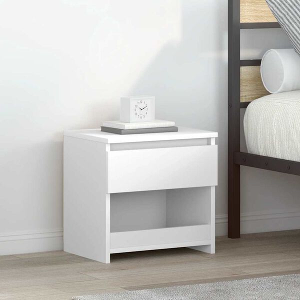 vidaXL Tables de chevet 2 pcs Blanc brillant 40x30x39 cm Agglom&eacute;r&eacute;