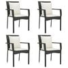 vidaXL Chaises de jardin lot de 4 avec coussins R&eacute;sine tress&eacute;e Noir