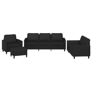 vidaXL Ensemble de canap&eacute;s 4 pcs avec coussins Noir Similicuir