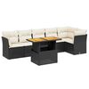 vidaXL Salon de jardin 7 pcs avec coussins noir r&eacute;sine tress&eacute;e