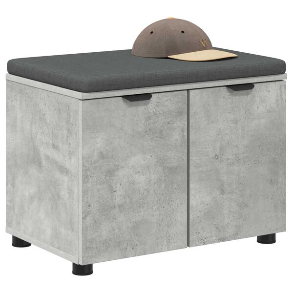 vidaXL Banc d'entr&eacute;e avec coussin Gris b&eacute;ton 60 x 38 x 46 cm