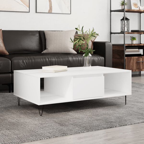 vidaXL Table basse blanc 104x60x35 cm bois d'ing&eacute;nierie