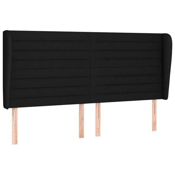 vidaXL T&ecirc;te de lit avec oreilles Noir 163x23x118/128 cm Tissu