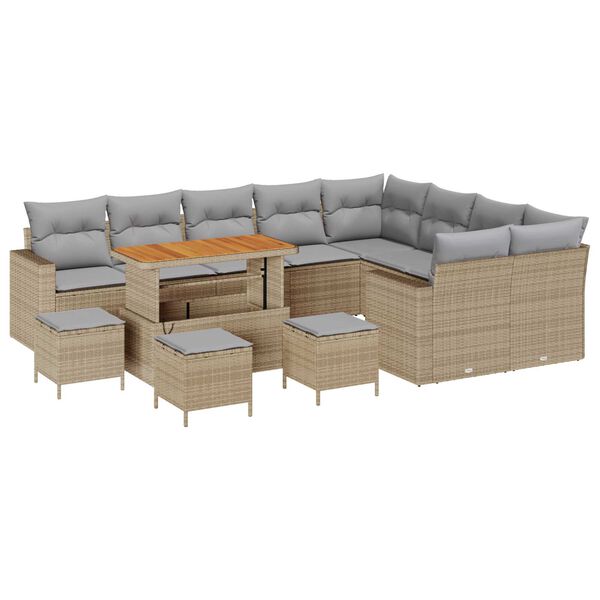 vidaXL Ensemble de canap&eacute; de jardin 14 pcs Beige et Gris clair