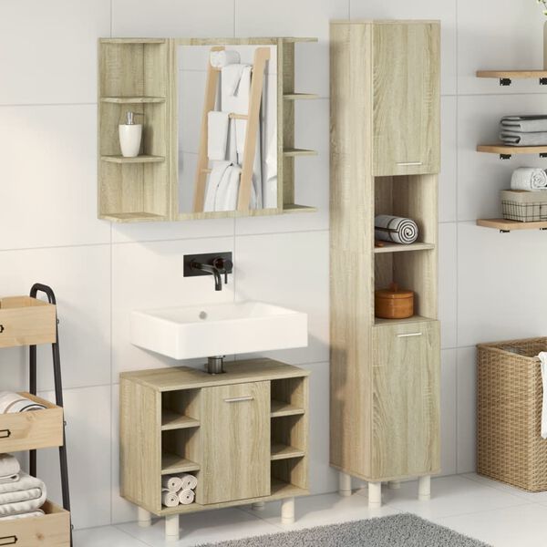 vidaXL Ensemble de meubles de salle de bain 3 pcs ch&ecirc;ne sonoma