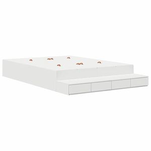 vidaXL Cadre de lit avec rangement Blanc 150 cm Bois d'ing&eacute;nierie