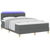 vidaXL Lit &agrave; ressort LED avec bandes LED Gris fonc&eacute; 140 x 200 cm tissu