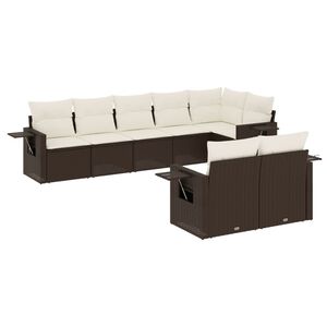 vidaXL Salon de jardin 8 pcs avec coussins marron r&eacute;sine tress&eacute;e