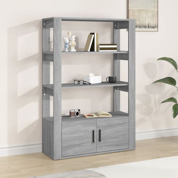 vidaXL Buffet Sonoma gris 80x30x119,5 cm Bois d'ing&eacute;nierie