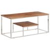 vidaXL Table basse argent&eacute; acier inoxydable et bois massif d'acacia