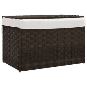 vidaXL Panier &agrave; linge avec couvercle marron fonc&eacute; r&eacute;sine tress&eacute;e