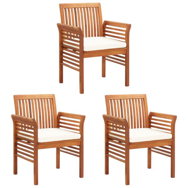 vidaXL Chaises &agrave; manger de jardin et coussins lot de 3 acacia massif