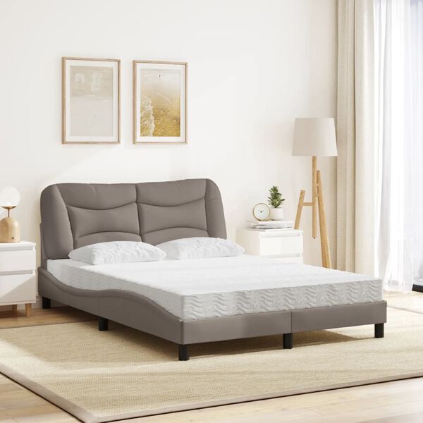 vidaXL Lit avec matelas Hvar taupe 140x190 cm tissu