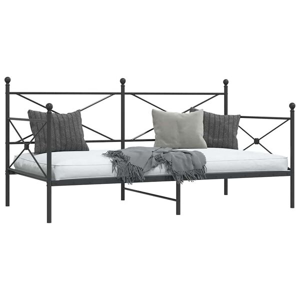 vidaXL Lit de jour sans matelas noir 100x190 cm acier
