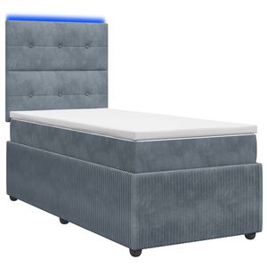 vidaXL Lit boxspring LED avec matelas Gris fonc&eacute; 80 x 200 cm Velours