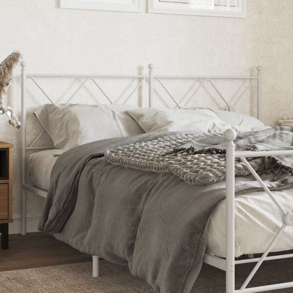 vidaXL T&ecirc;te de lit de remplacement m&eacute;tal blanc 150 cm