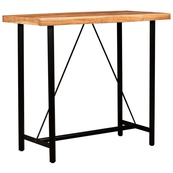 vidaXL Ensemble de bar 5 pcs Bois solide et cuir v&eacute;ritable