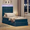 vidaXL Lit avec rangement et LED Bleu fonc&eacute; 90 x 200 cm Velours