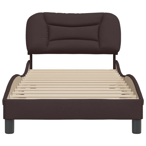 vidaXL Cadre de lit sans matelas Hvar marron fonc&eacute; 90x200 cm tissu