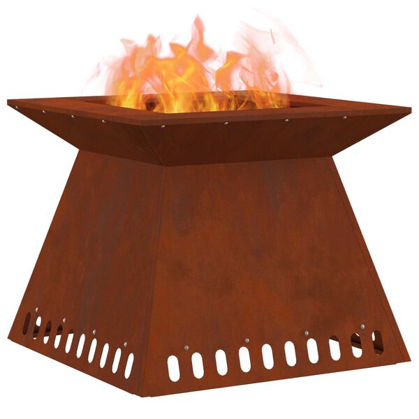 vidaXL Foyer de chemin&eacute;e Marron 60 x 60 x 50 cm Acier patin&eacute;