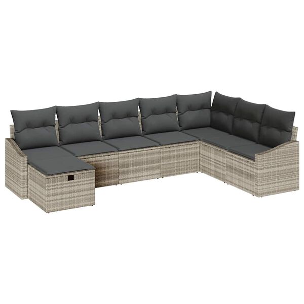 vidaXL Ensemble de canap&eacute; de jardin 8 pcs Gris clair 55 x 62 x 69 cm