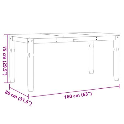 vidaXL Table à manger Corona 160x80x75 cm bois massif de pin