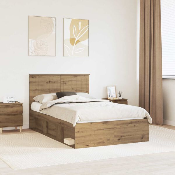 vidaXL Cadre de lit Ch&ecirc;ne artisan 120 x 200 cm Bois de pin massif