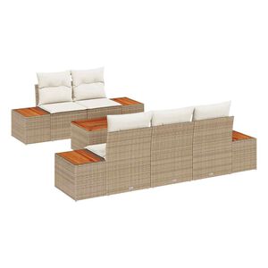 vidaXL Ensemble de canap&eacute; de jardin 6 pc Beige Poly rotin