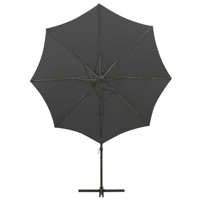 vidaXL Parasol de jardin en porte-à-faux avec mât et lumières LED