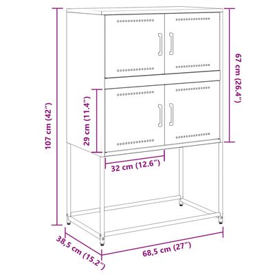 vidaXL Buffet rose 68,5x38,5x107 cm acier