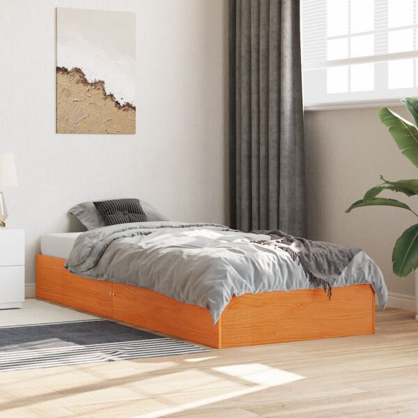 vidaXL Cadre de lit sans matelas cire marron 90x190 cm bois pin massif