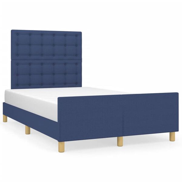 vidaXL Cadre de lit sans matelas bleu 120x190 cm tissu